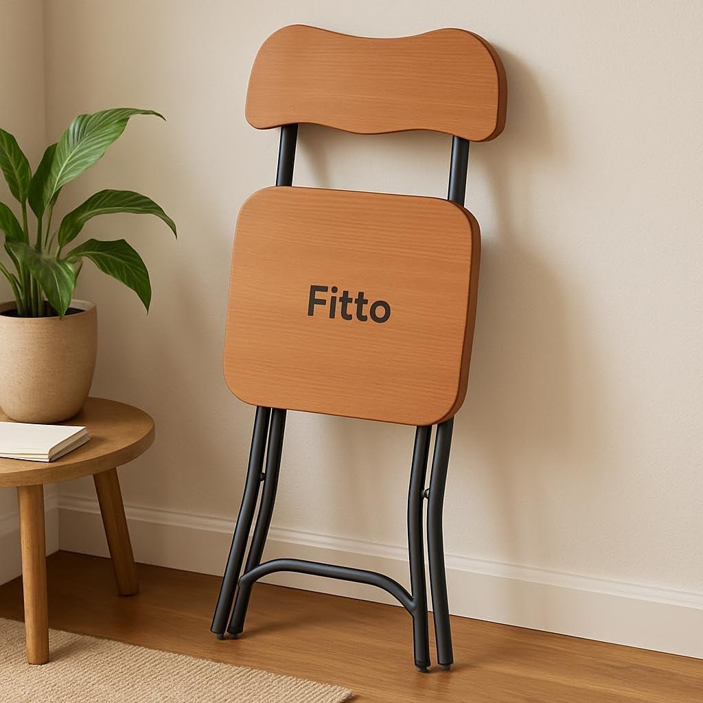 Foldable Chair with Wooden Finish for Easy Storage and Comfort