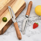 120 Pieces Stainless Steel Melon Peelers with Wooden Handle - Multipurpose Kitchen Tool for Fruits (Vegetables – and Fish Scales)