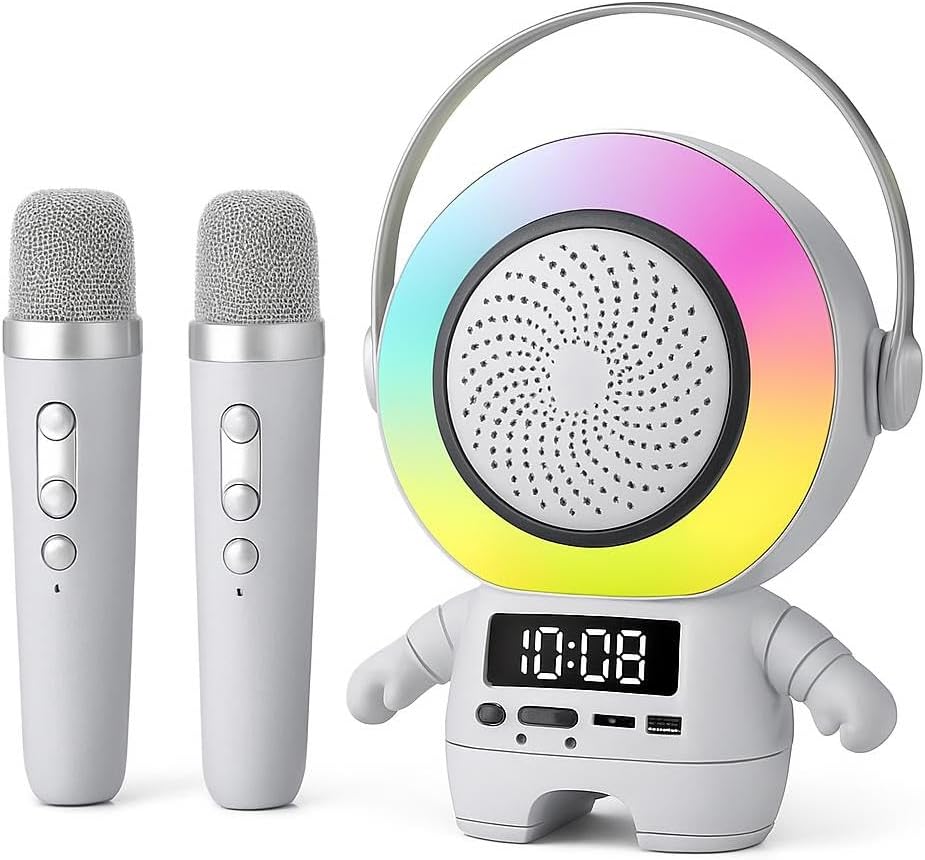 48 Pieces Astronaut Karaoke Machines with Wireless Microphones (Bluetooth Speaker – Alarm Clock – Ambient Light)