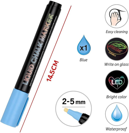 Liquid Chalk Marker 14.5cm, 2-5mm Tip, Blue for Chalkboards, Glass, Windows, Non-Permanent