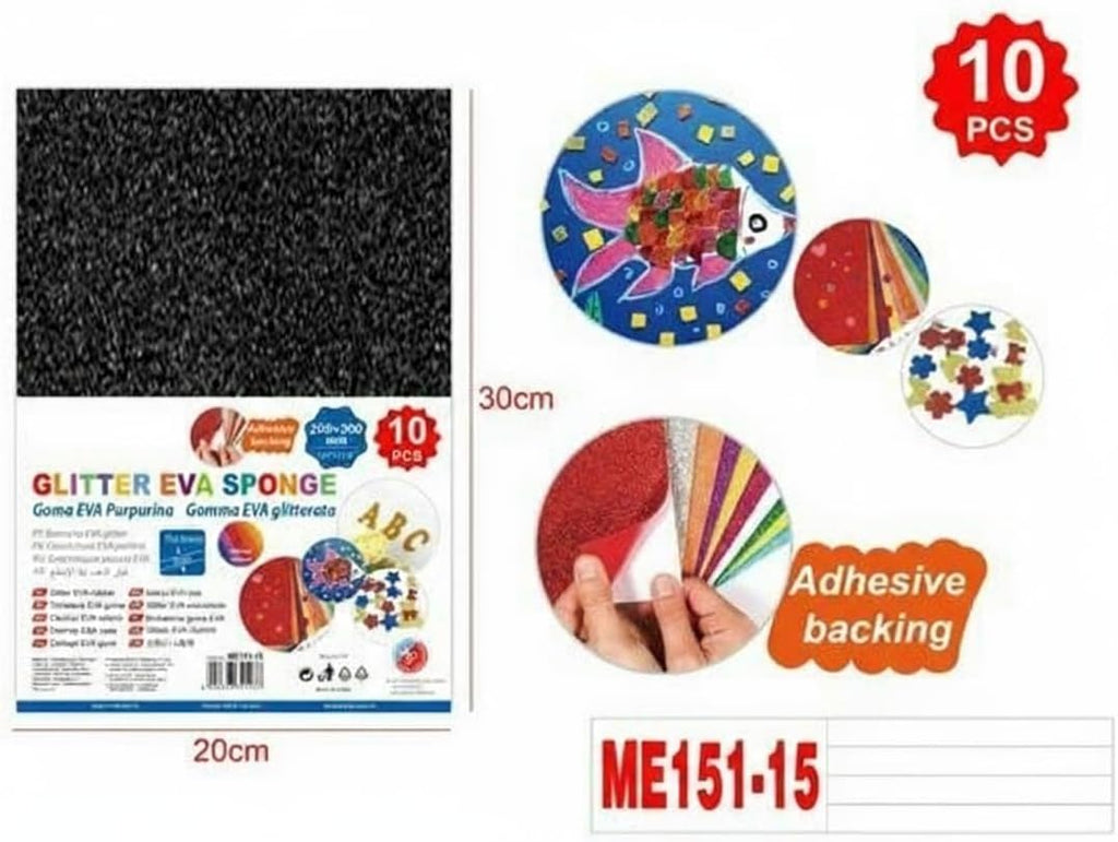 96 Pieces GLIT EVA Foam Sponge Sticker Sheets 10 Pack A4 Sizes (21cm x 29.7cm Gray for Crafts and DIY Projects)