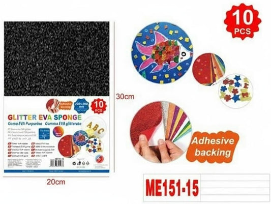 GLIT EVA Foam Sponge Sticker Sheets 10 Pack A4 Size 21cm x 29.7cm Gray for Crafts and DIY Projects
