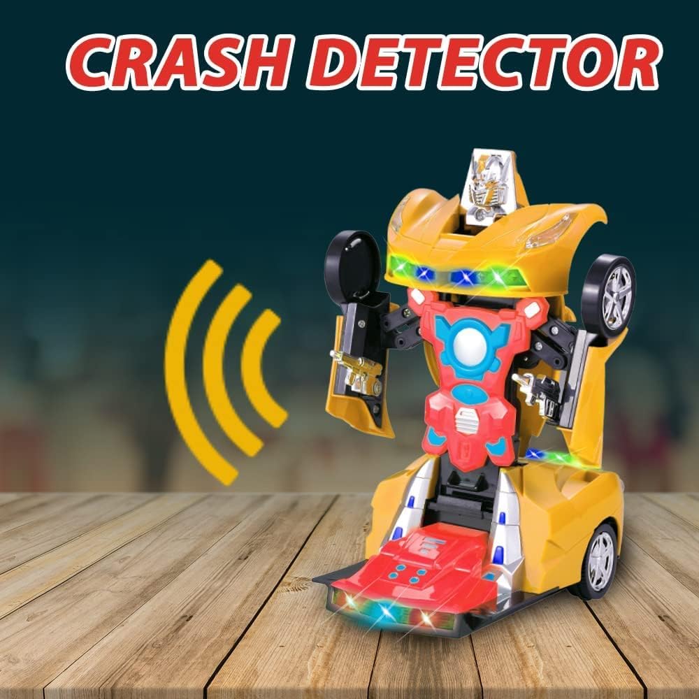 96 Pieces 2 In 1 Transformer Sports Car Transform Automatically From Robot Mode To Sports Car Modes with Light and Music