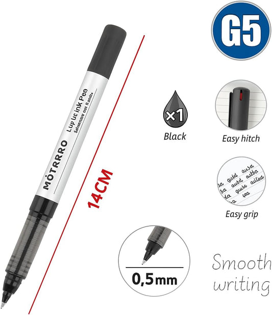 Liquid Ink Pen 0.5mm, 14cm, Gray, Smooth Writing, Office & School Supplies