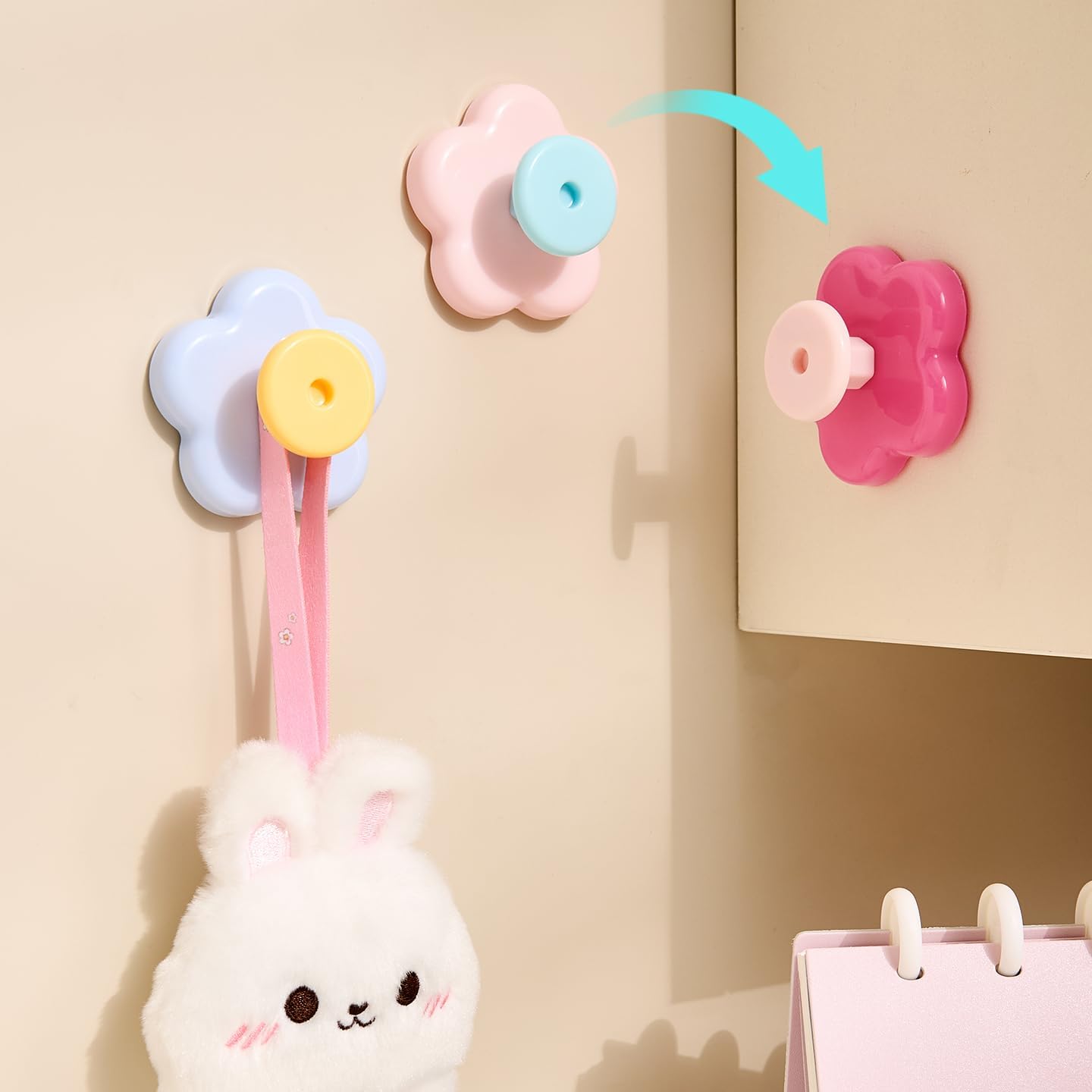 Flower Suction Cup Hook – Floral Design – Pink