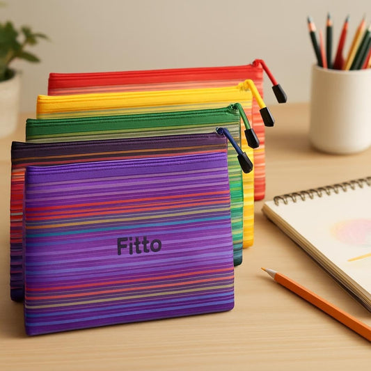 Zipper Bag for A4 Sheets, 29.7x21cm, Assorted Patterns for Office & Home