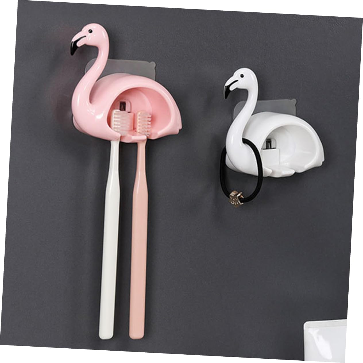 120 Pieces Flamingo Toothbrush Holders (Wall-Mounted Design – Pack of 2 – Pink/White)