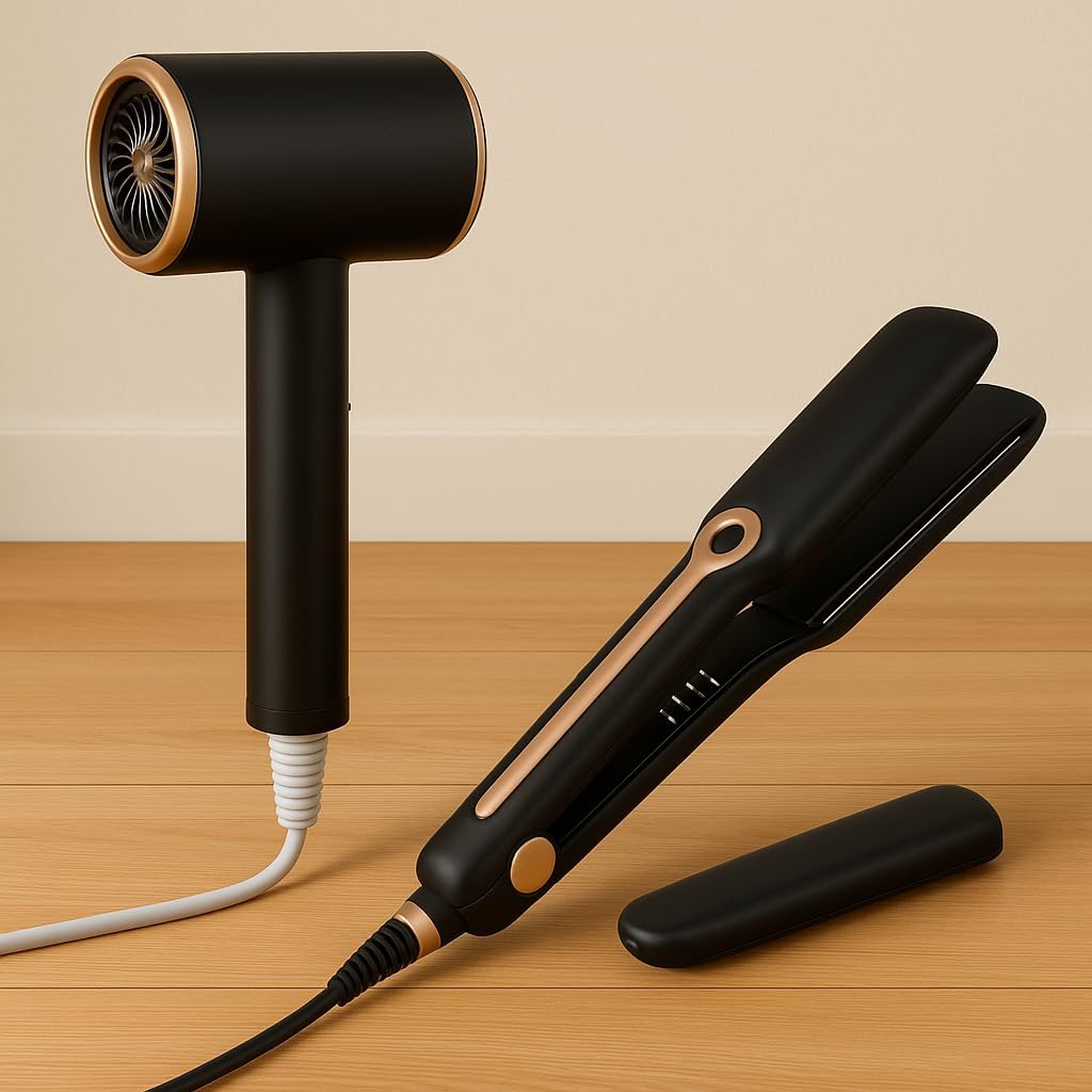 60 Pieces Hair Dryer Instant Dryer + Hair Straighteners (1200W – 2-in-1 Professional Blow Dryer & Hair Straightening Comb for Frizz-Free – Silky – and Smooth Hair – Fast Drying & Styling – Salon Quality)