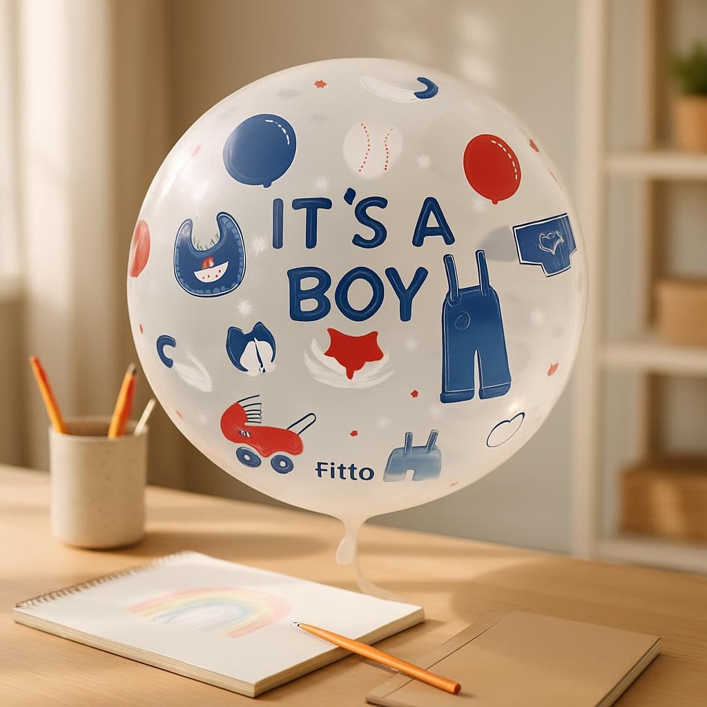 120 Pieces It's a boy Boy Blue Transparent Balloons (45cm)