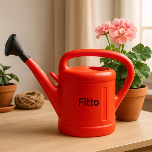 Red Plastic Watering Can with Long Spout - 5 Litre Capacity