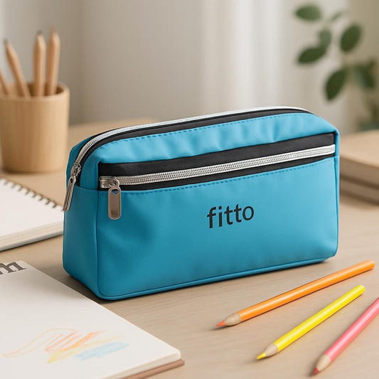 Sky Blue Pencil Case 20x6.5x11cm for School & Office Use