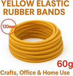 120 Pieces 60g Yellow Elastic Rubber Bands for Crafts (Office & Home Use)