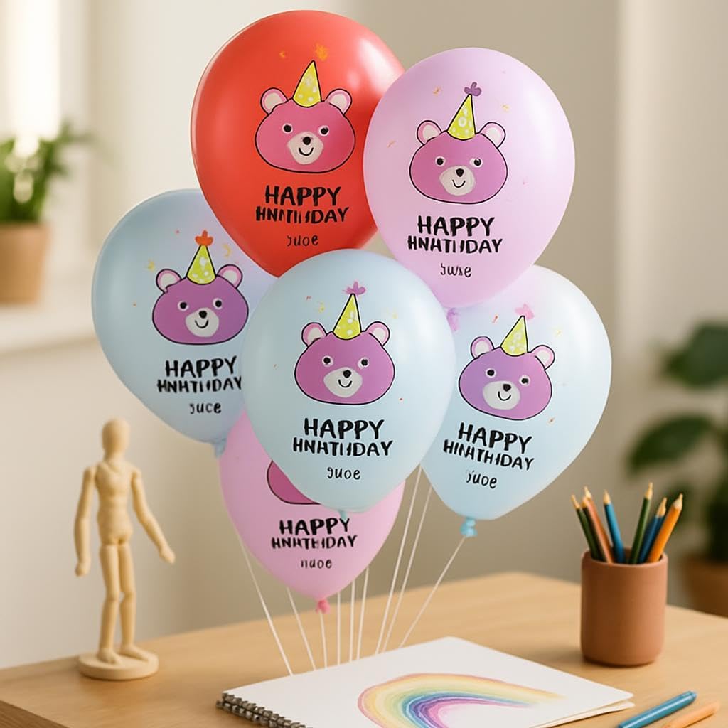 Happy Birthday 12 Inch Balloons 6 Piece Pack - Birthday Party Decor, Celebration Balloons