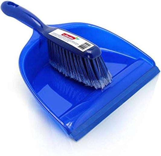 Fitto Blue Dustpan and Brush Set - High-Quality Plastic, Ergonomic Handle, Lightweight, Compact Design for Efficient Cleaning - Indoor & Outdoor Use, Ideal for Home, Office, Garage, and Car