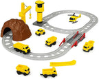 60 Pieces Kids Train Toy Playset - Bright Yellow Construction Trains with Service Vehicles (Tracks – and Crane - Perfect for Imaginative Play and STEM Learning)