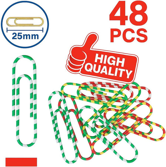 48 Piece Paper Clips Assorted Color 25mm Plastic Coated Office Supplies