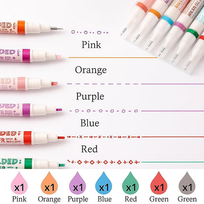 6 Piece Curved Two Side Highlighter, 15.2cm Assorted Colors