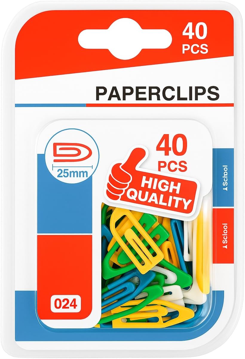 144 Pieces 11 Pieces Plastic Coated Paper Clips (15x50mm Assorted Colors)