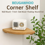 96 Pieces BEUGAWHOO Corner Shelf Wall Mounts (7inch – Oak Wood – Floating – Round End – Small Corner Nightstand – Plant Stand – For Kitchen Living Room Bedroom)