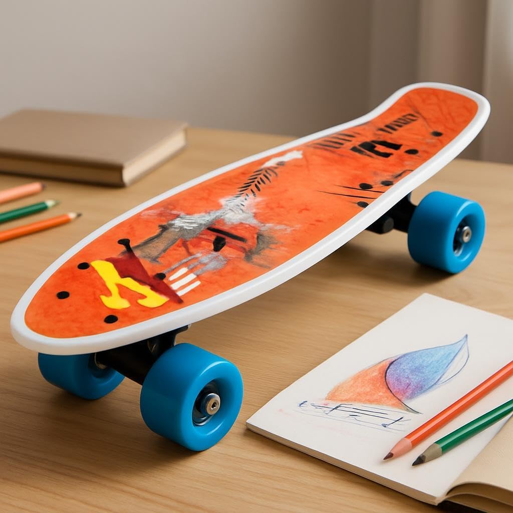 96 Pieces Mini Cruiser Skateboards with Wheels for Kids (Teens – Youths – colourful theme- Portable – Fun Skateboard 41x12cm)