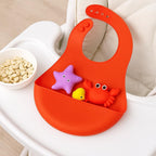 96 Pieces Waterproof Silicon Infant Bibs with 3 Bath Toys Practical and Essential Bibs For Mealtime and Playtime Baby Orange (One Size)