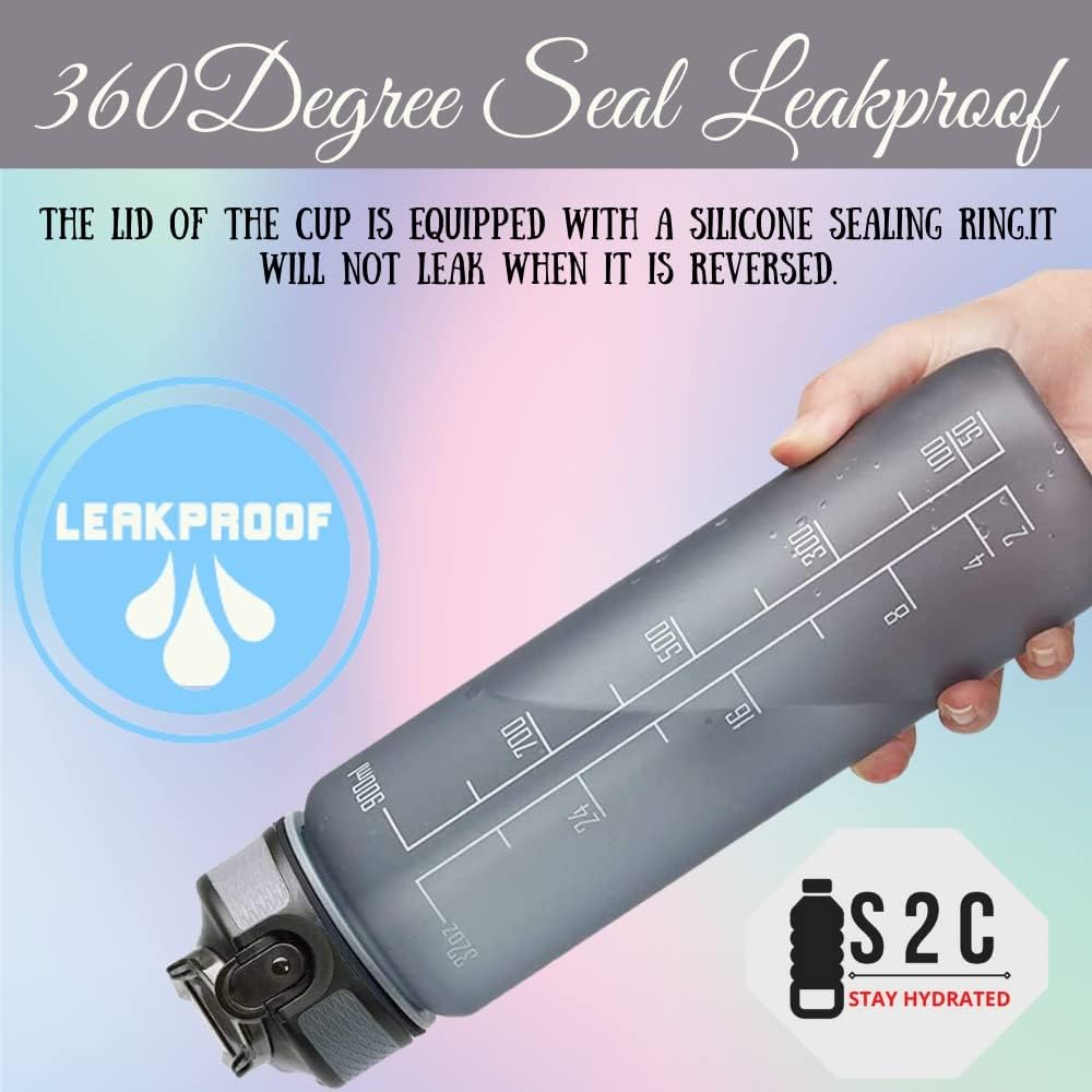 120 Pieces Motivational Large Water Bottles (1L - BPA-Free Tritan Plastic – Leak-Proof – with Time Marker – Ideal for Hydration Tracking – Gym – Outdoor – Sports – Fitness – and Daily Use)