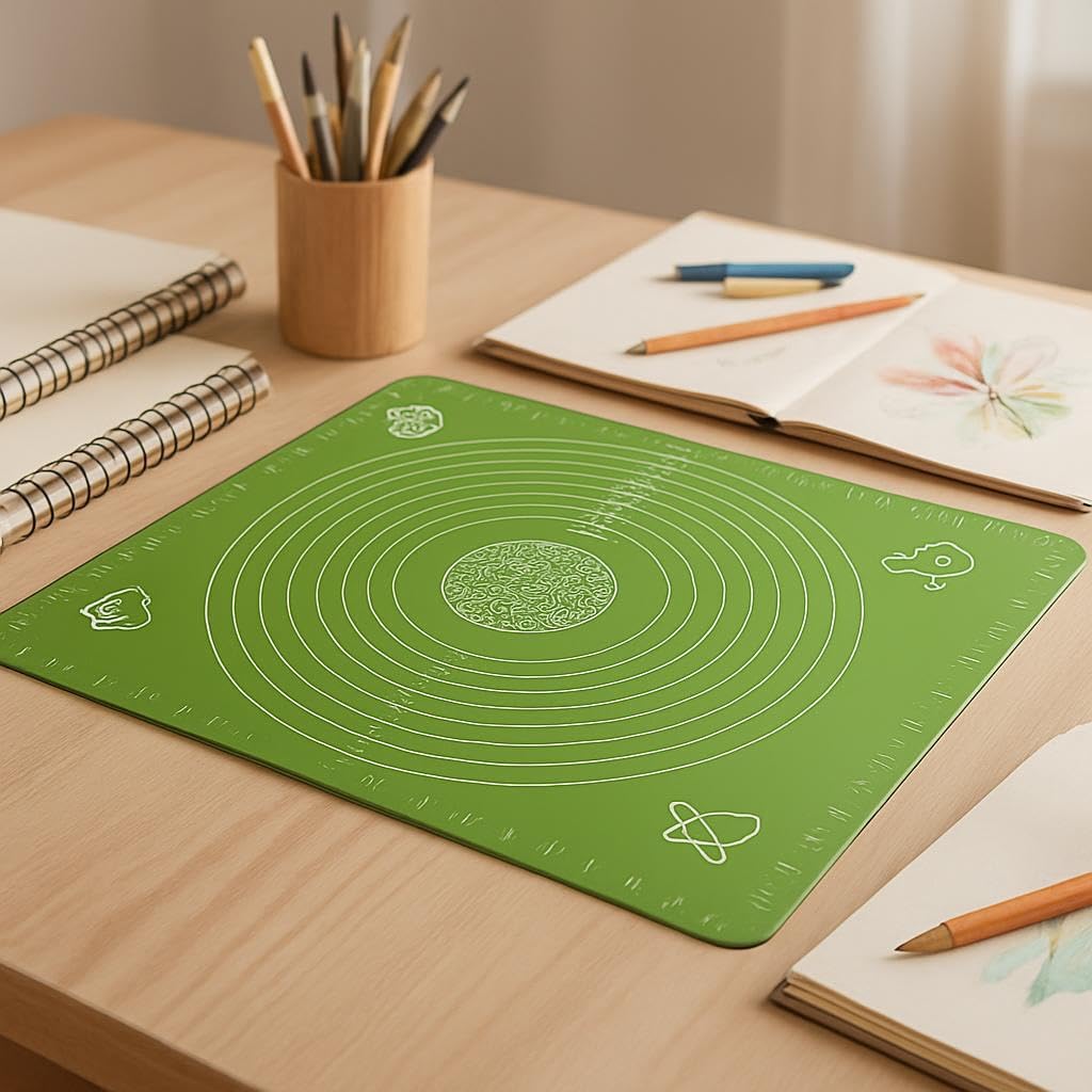 96 Pieces Washable Silicone Non-Stick Baking Mats (Reusable Fondant Rolling Sheet with Measurements – Easy to Clean – Ideal for Kneading & Baking (50x40cm – Green))