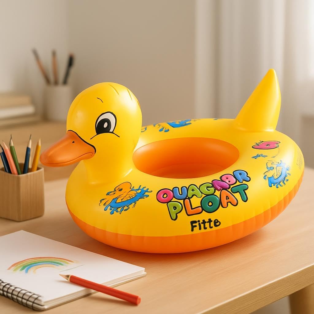 Infant Pool Float Duck - Inflatable Baby Boat Swimming Ring Trainer with Double Handle, Waist Support