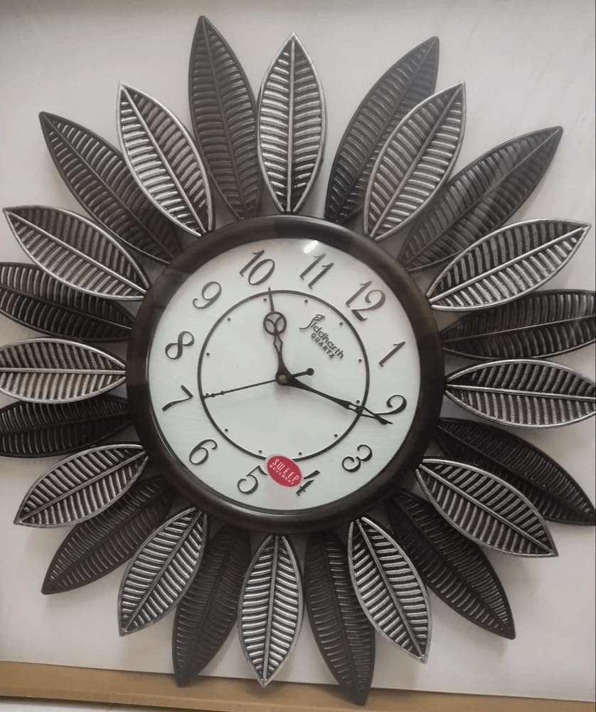 60 Pieces Leaf Design Wall Clocks (12-Inch Decorative Wall Clock with Silent Quartz Movement – Modern Leaf Pattern – Round Wall Clock for Living Room – Bedroom – Kitchen – Office – Home Décor)