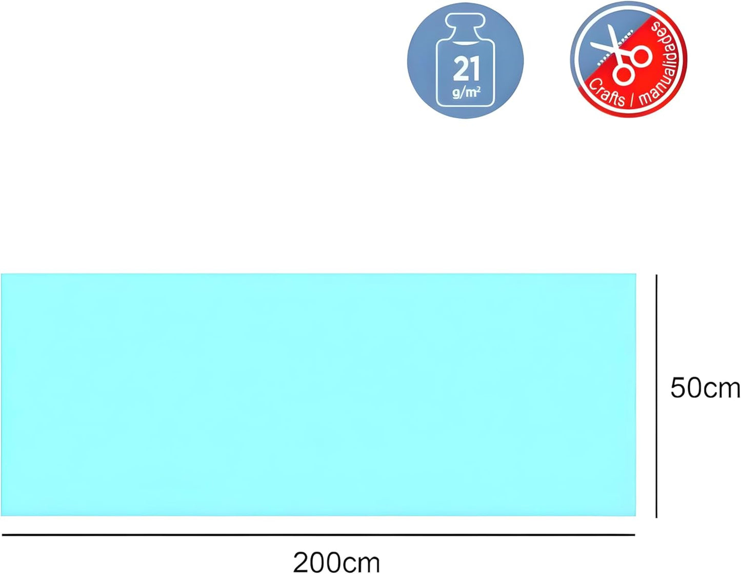 Crepe Paper 200cm x 50cm Sky Blue for Crafts, Decorations, Art Projects