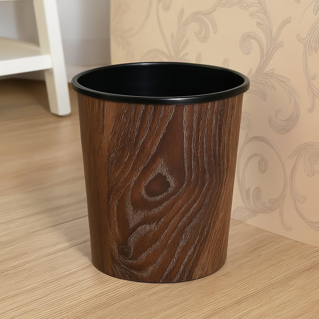 120 Pieces Wood Grain Buckets (Open Top Bucket for Kitchen – Bathroom – Bedroom – Office – 7L Plastic Bucket with Modern Imitation Wood Texture)