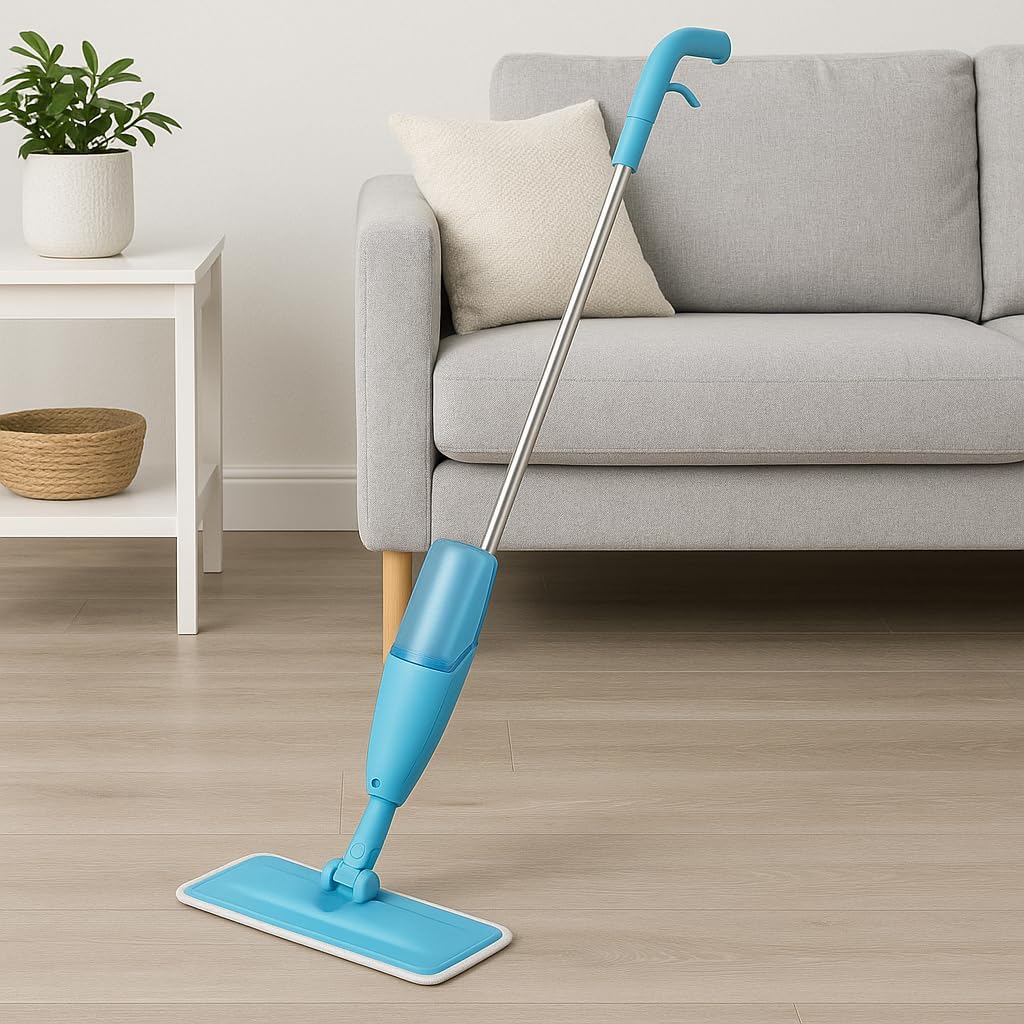 96 Pieces Blue Floor Cleaning Spray Mops (Removable Microfiber Cleaning Pad – 360° Swivel Head – Lightweight & Durable – Refillable Bottle for All Floor Types – Hardwood – Tile – Laminate – and Vinyl)