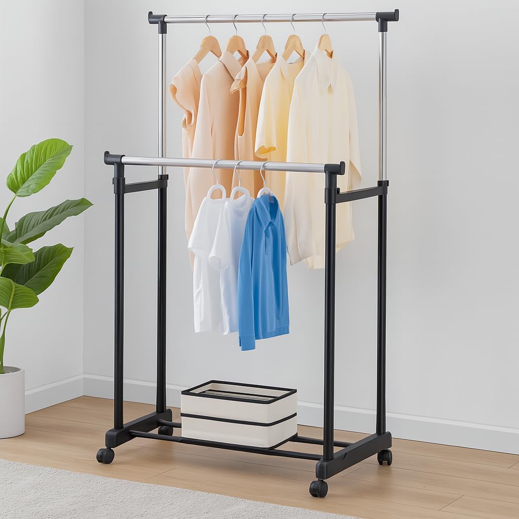 72 Pieces Clothes Drying Foldable Stand - Adjustable & Space-Savings (Black – Portable Laundry Rack for Indoor & Outdoor Use)