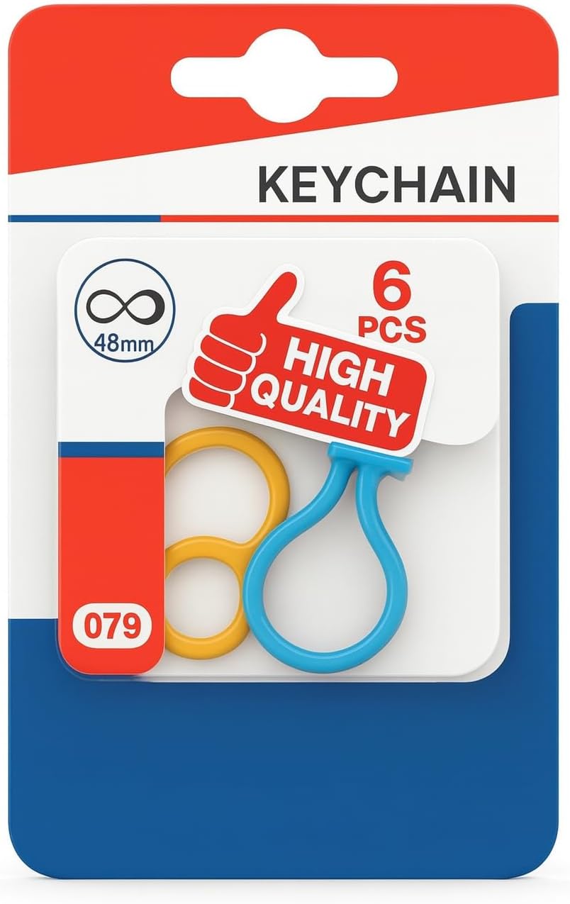 Key Chain 6 Piece Set, Mixed Colors, Durable Metal Key Rings for Home, Office, Car, and Accessories