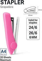 96 Pieces Pink 1 Piece Staplers for 24/6 (26/6 Size Pins Office Supplies)