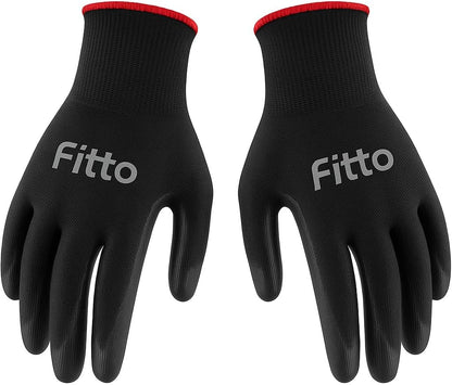 Durable Black Work Gloves with Textured Grip for Construction and Gardening