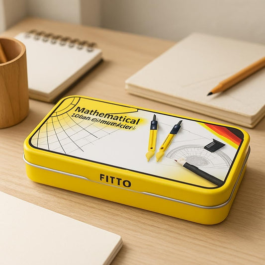 Mathematical Drawing Instruments Box – Complete Geometry Set with Compass, Protractor, Ruler, Set Squares & Eraser, Durable Case for Precision in School, Office & Engineering