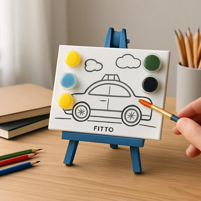 Vehicles Series Picture Frame Set with 6x4 Canvas Boards, Easel, 6 Colour Paints & Brush