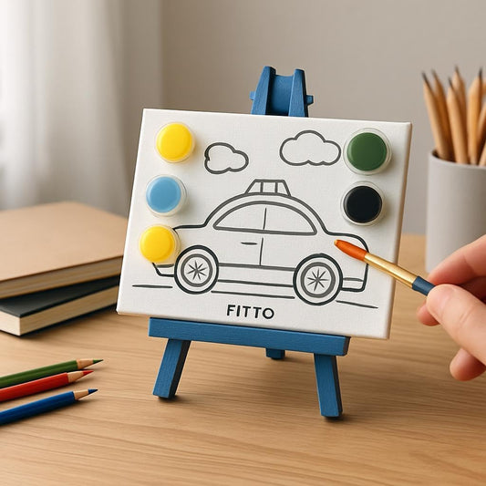 Vehicles Series Picture Frame Set with 6x4 Canvas Boards, Easel, 6 Colour Paints & Brush