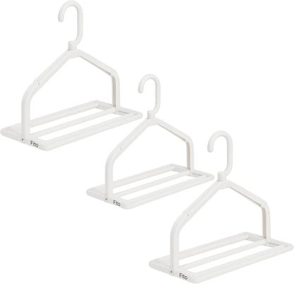 Retractable Folding Coat Hanger – Compact Design – White, Pack of 3