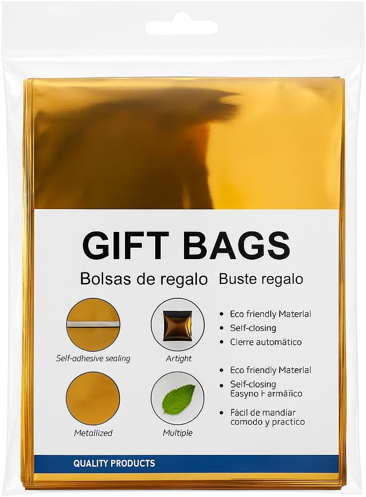 120 Pieces 10 Piece Golden Color Party Favor Bags for Events and Celebrations