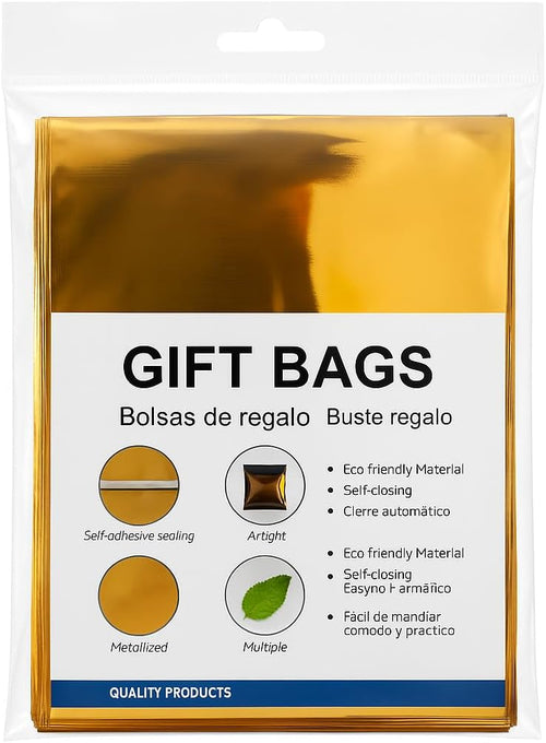 120 Pieces 10 Piece Golden Color Party Favor Bags for Events and Celebrations