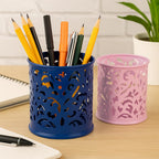 144 Pieces Blue Round Pen Holders (8x9cm – Desk Organizer & Stationery Holder)