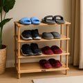 72 Pieces Wooden Shoe Rack 4 Tiers (Natural Wood Color – 63x26x67cm)