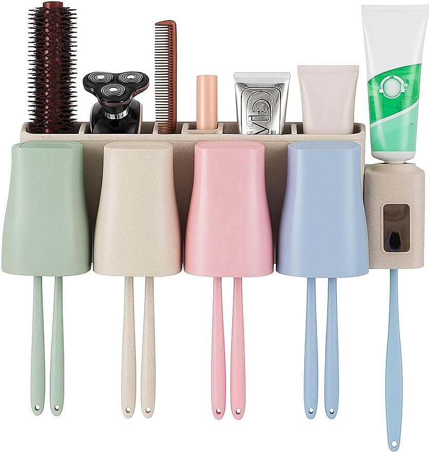 Toothpaste Toothbrush Holder, Multi-functional Storage, Space Saving, Convenient Bathroom Accessories, Automatic Toothpaste Dispenser