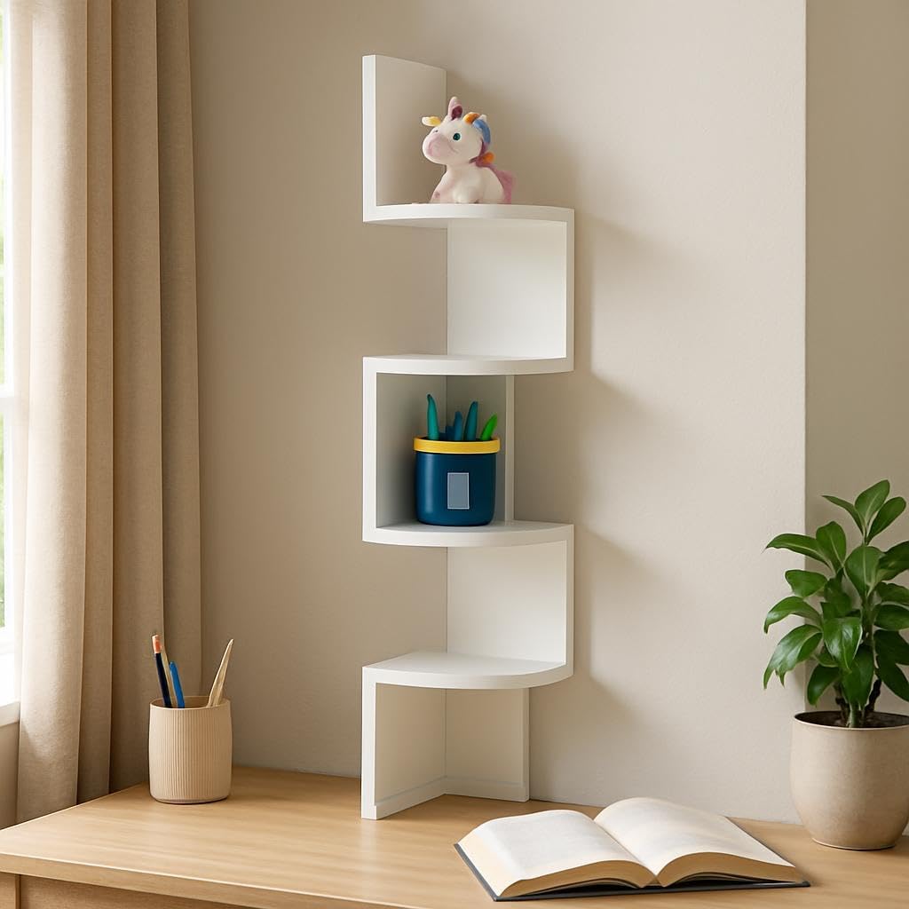Wall Shelf Corner 4 Tier 19.8X19.8X102.8cm, White