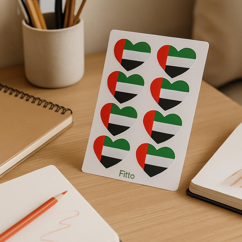 240 Pieces 5 Sheets Heart Shaped UAE Stickers for Crafts (Decor & DIY)