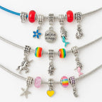 72 Pieces 130-Piece Bracelet and Pendant Making Kits with Premium Metal & Glass Pendants (Includes Pink Storage Bag)