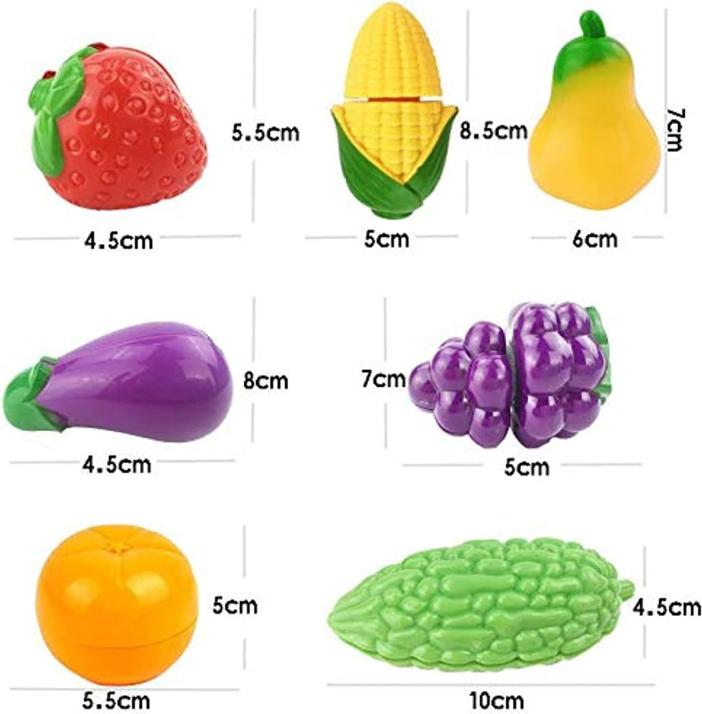 96 Pieces 16Pcs/Set Vegetables & Fruits Baby Kitchen Toy Set - Pretend Plays (Educational Kitchen Toys – Realistic Fruits & Veggies – Safe & Non-Toxic – Early Learning Toy for Toddlers & Kids)