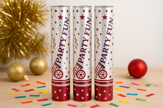 Party Poppers 3 Pack, 60cm Length, Colorful Confetti for Celebrations, Birthdays, Weddings